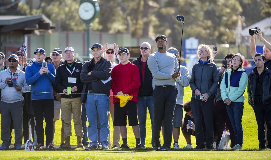 SAN DEIGO, CA - JANUARY 25: Tiger Woods plays a tee shot during the Pro-Am round for the Farmers Insurance Open at Torrey Pines Golf Course on January 25, 2017 in San Diego, California. (Photo by Stan Badz/PGA TOUR)