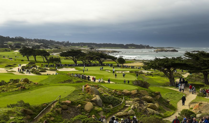 PEBBLE BEACH, CA - FEBRUARY 09: A course scenic view of the 11th hole during the first round of the AT&T Pebble Beach Pro-Am at Monterey Peninsula Country Club (Shore Course) on February 9, 2017 in Pebble Beach, California. (Photo by Stan Badz/PGA TOUR)