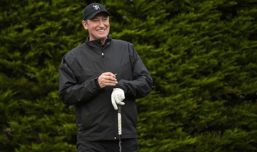 PEBBLE BEACH, CA - FEBRUARY 09: Wayne Gretzky waits to play the second hole during the first round of the AT&T Pebble Beach Pro-Am at Monterey Peninsula Country Club (Shore Course) on February 9, 2017 in Pebble Beach, California. (Photo by Stan Badz/PGA TOUR)
