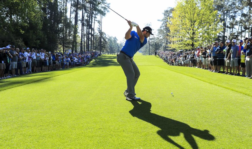AUGUSTA, GA - APRIL 04:  Jon Rahm of Spain plays his shot from the seventh tee during a practice round prior to the start of the 2017 Masters Tournament at Augusta National Golf Club on April 4, 2017 in Augusta, Georgia.  (Photo by Andrew Redington/Getty Images)