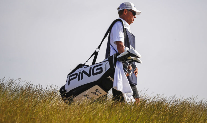 HARTFORD, WI - JUNE 15:  Davis Love III, caddie for Davis Love IV, walks off the sixth tee during the first round of the 2017 U.S. Open at Erin Hills on June 15, 2017 in Hartford, Wisconsin.  (Photo by Gregory Shamus/Getty Images)