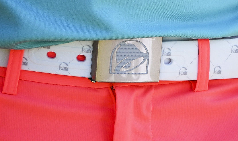 HARTFORD, WI - JUNE 15:  A detail of the belt of Wesley Bryan of the United States during the first round of the 2017 U.S. Open at Erin Hills on June 15, 2017 in Hartford, Wisconsin.  (Photo by Ross Kinnaird/Getty Images)