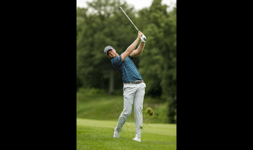 SILVIS, IL - JULY 13:  Daniel Berger hits his second shot on the 15th hole during the first round of the John Deere Classic at TPC Deere Run on July 13, 2017 in Silvis, Illinois.  (Photo by Andy Lyons/Getty Images)