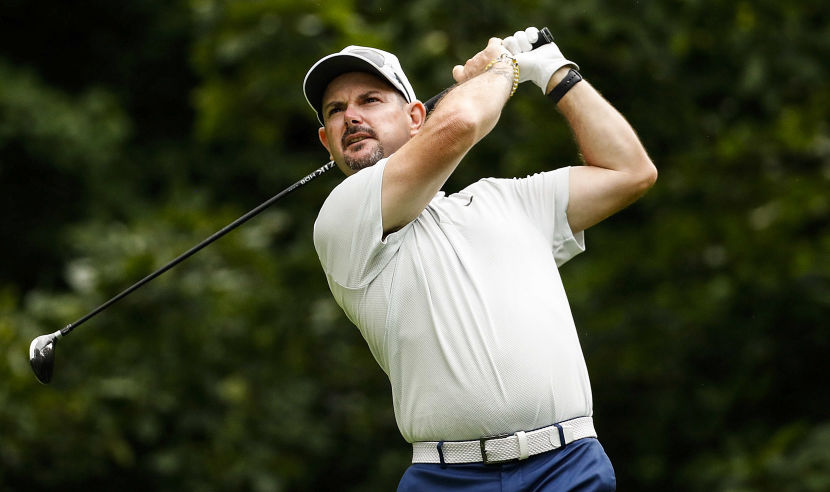 SILVIS, IL - JULY 13:  Rory Sabbatini of South Africa hits his tee shot on the sixth hole during the first round of the John Deere Classic at TPC Deere Run on July 13, 2017 in Silvis, Illinois.  (Photo by Stacy Revere/Getty Images)