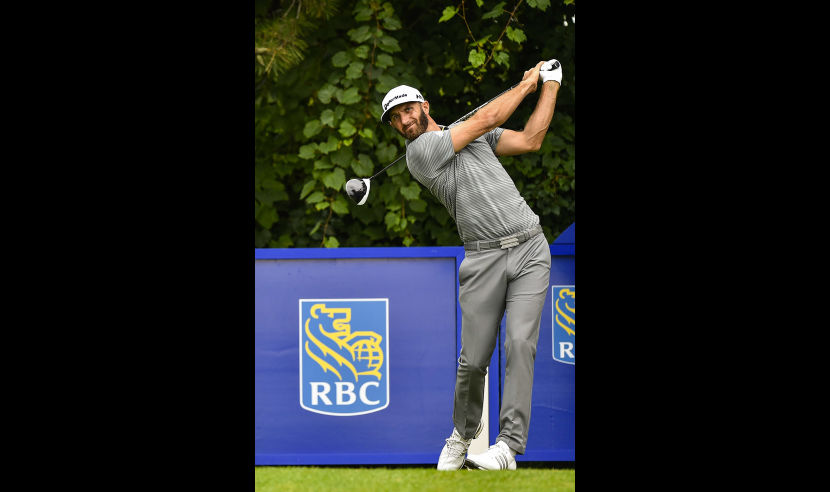 OAKVILLE, ON - JULY 28:  Dustin Johnson of the United States plays his shot from the 16th tee during the second round of the RBC Canadian Open at Glen Abbey Golf Club on July 28, 2017 in Oakville, Canada.  (Photo by Minas Panagiotakis/Getty Images)