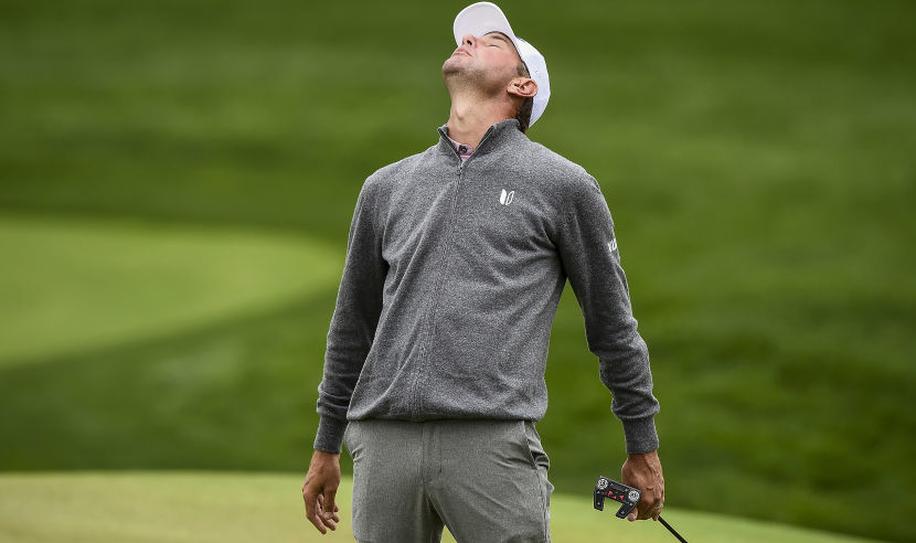 JEJU, SOUTH KOREA - OCTOBER 19:  Lucas Glover of the United States reacts after his putt on the 6th green during the first round of the CJ Cup at Nine Bridges on October 19, 2017 in Jeju, South Korea.  (Photo by Matt Roberts/Getty Images)