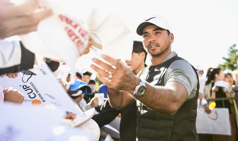 JEJU, SOUTH KOREA - OCTOBER 20: Jason Day of Australia signs autographs during the second round of the CJ Cup at Nine Bridges on October 20, 2017 in Jeju, South Korea.  (Photo by Matt Roberts/Getty Images)