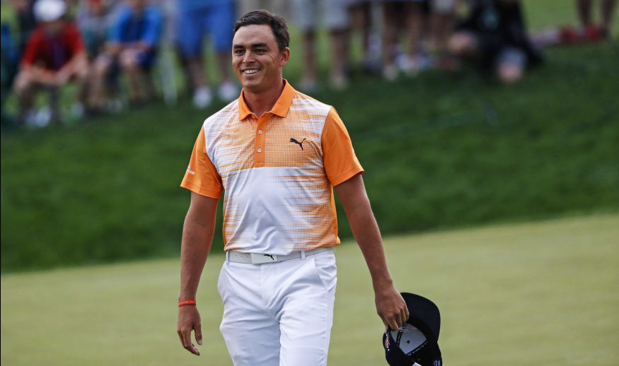 DUBLIN, OH - JUNE 04: Rickie Fowler smiles as he walks off the green on the 18th hole during the final round of the Memorial Tournament at Muirfield Village Golf Club on June 4, 2017 in Dublin, Ohio. (Photo by Sam Greenwood/Getty Images)