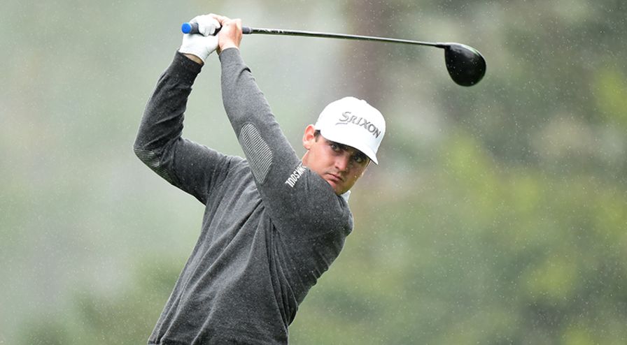 Rick Lamb is tied for the lead after a wet and rainy first day at Pebble Beach. (Harry How/Getty Images)