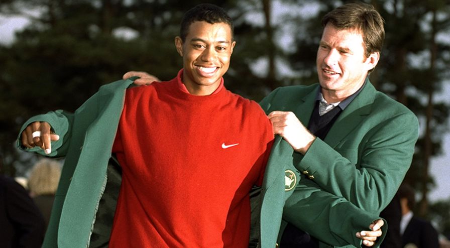 Tiger Woods was only 21 years old when he won his first of four Green Jackets. (Stephen Munday/Getty Images)