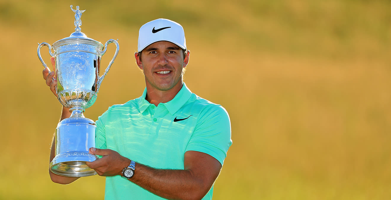 Brooks Koepka pulled away from a crowded leaderboard with three straight birdies on the back nine Sunday at Erin Hills. (Richard Heathcote/Getty Images)