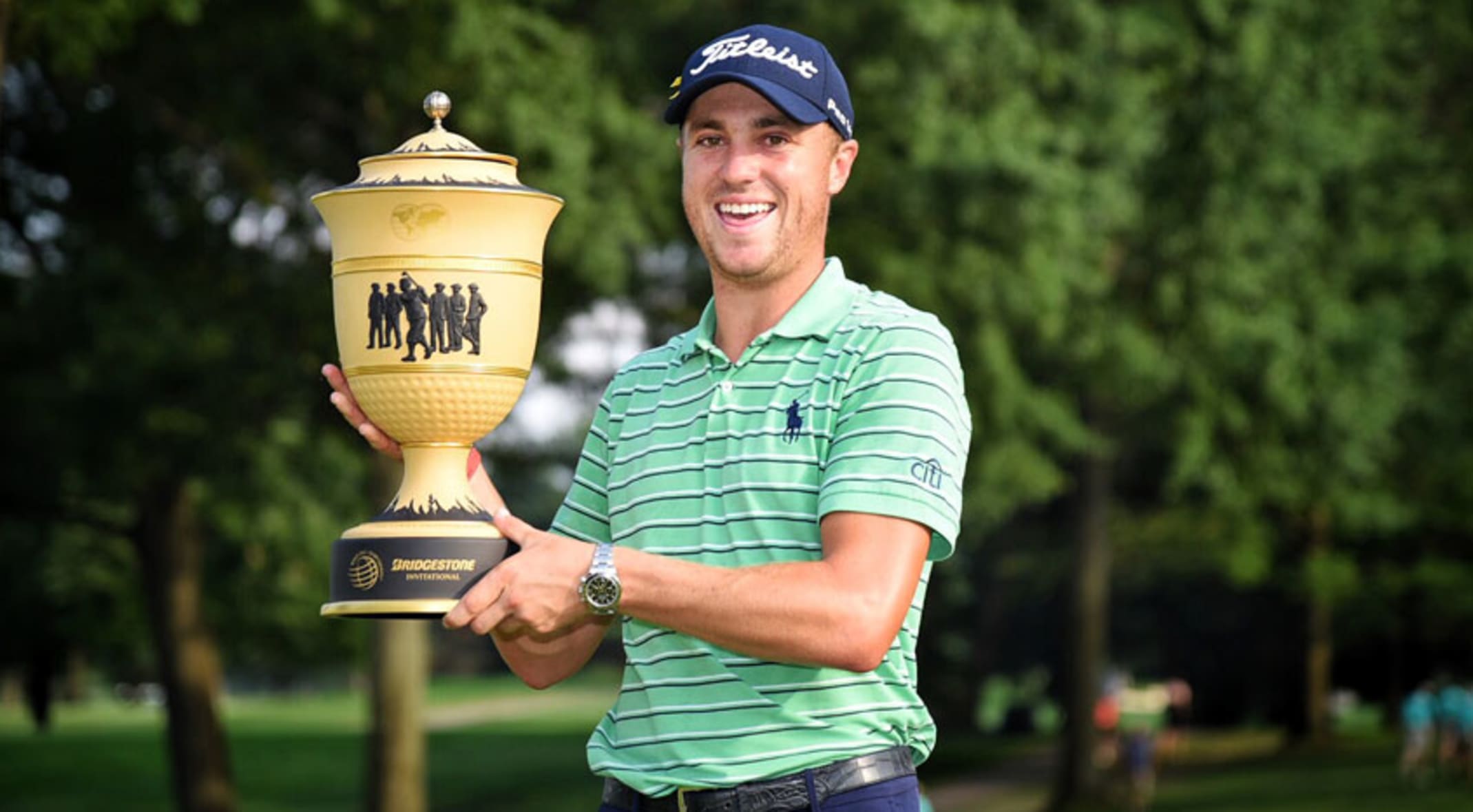 Justin Thomas with the Gary Player Cup