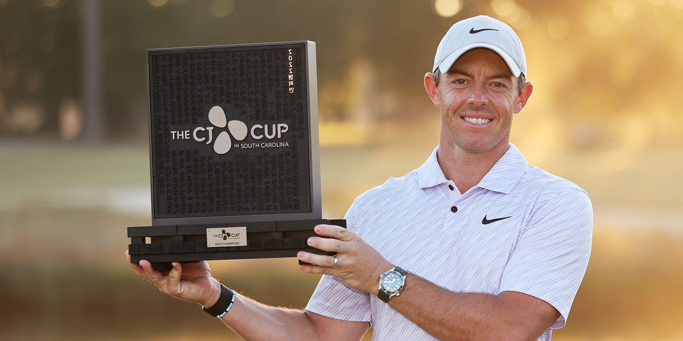 Rory McIlroy with CJ CUP trophy
