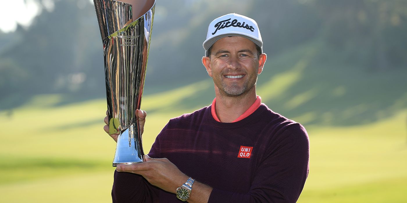 Adam Scott with the Genesis trophy