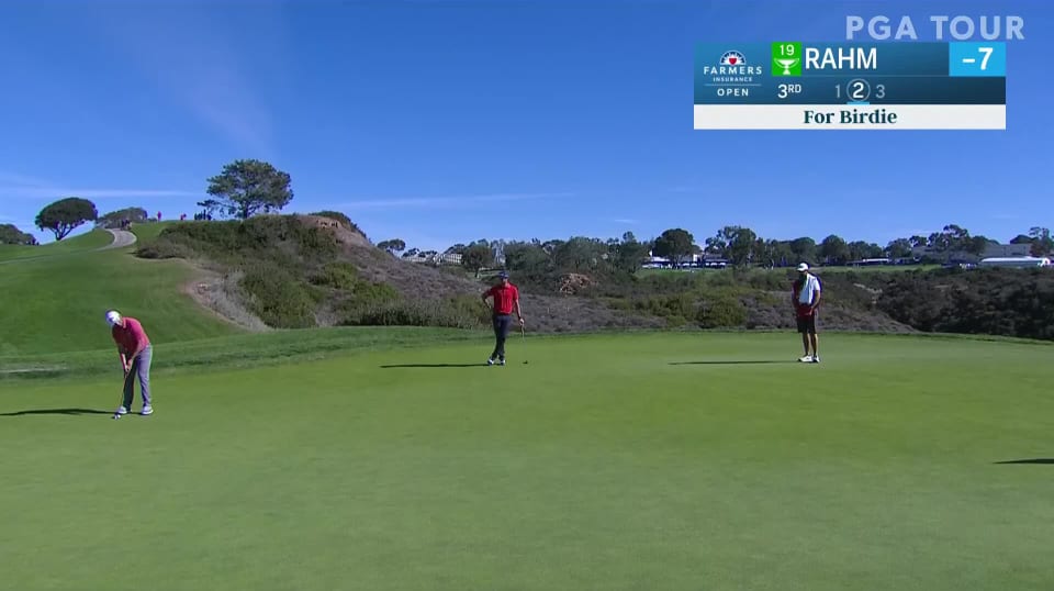Jon Rahm holes long birdie putt at Farmers