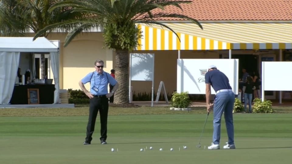 Rory McIlroy pre-round putting drill with new left-hand ...