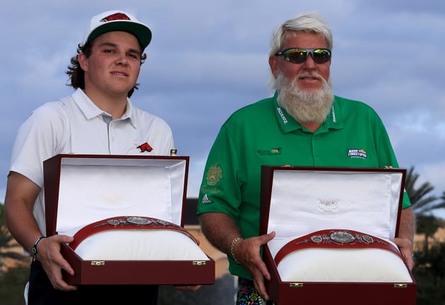 The winning team of John Daly and his son