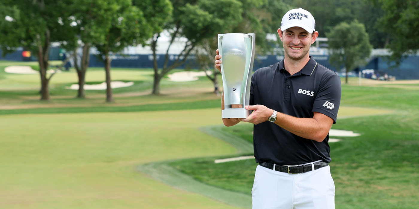 Patrick Cantlay with the BMW trophy