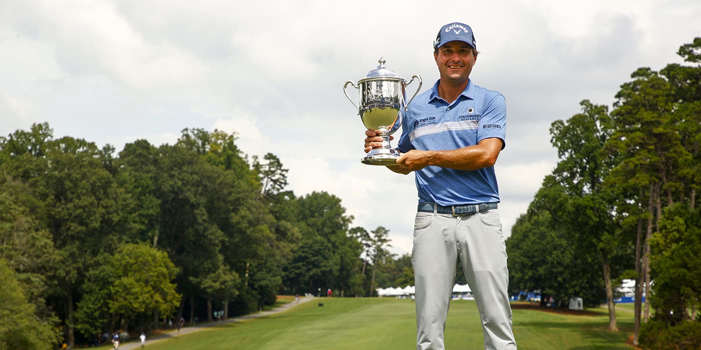 Kevin Kisner with the Wyndham trophy