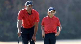 Charlie Woods shoots career-low 68 with dad Tiger as caddie