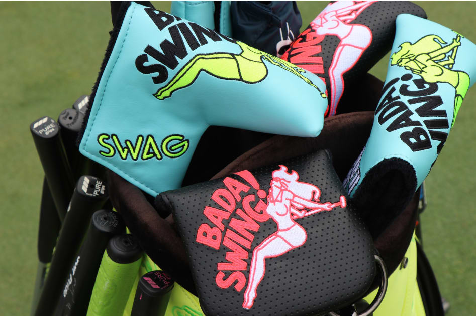 SWAG Golf made custom "Bada Swing" headcovers, which is a play on the famous "Bada Bing" hangout from the popular TV series "The Sopranos."