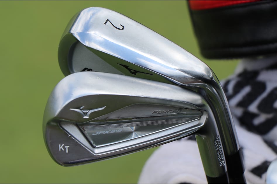 Kevin Tway's long iron setup features a JPX 919 Forged 3-iron, and a Mizuno MP-H5 2-iron.